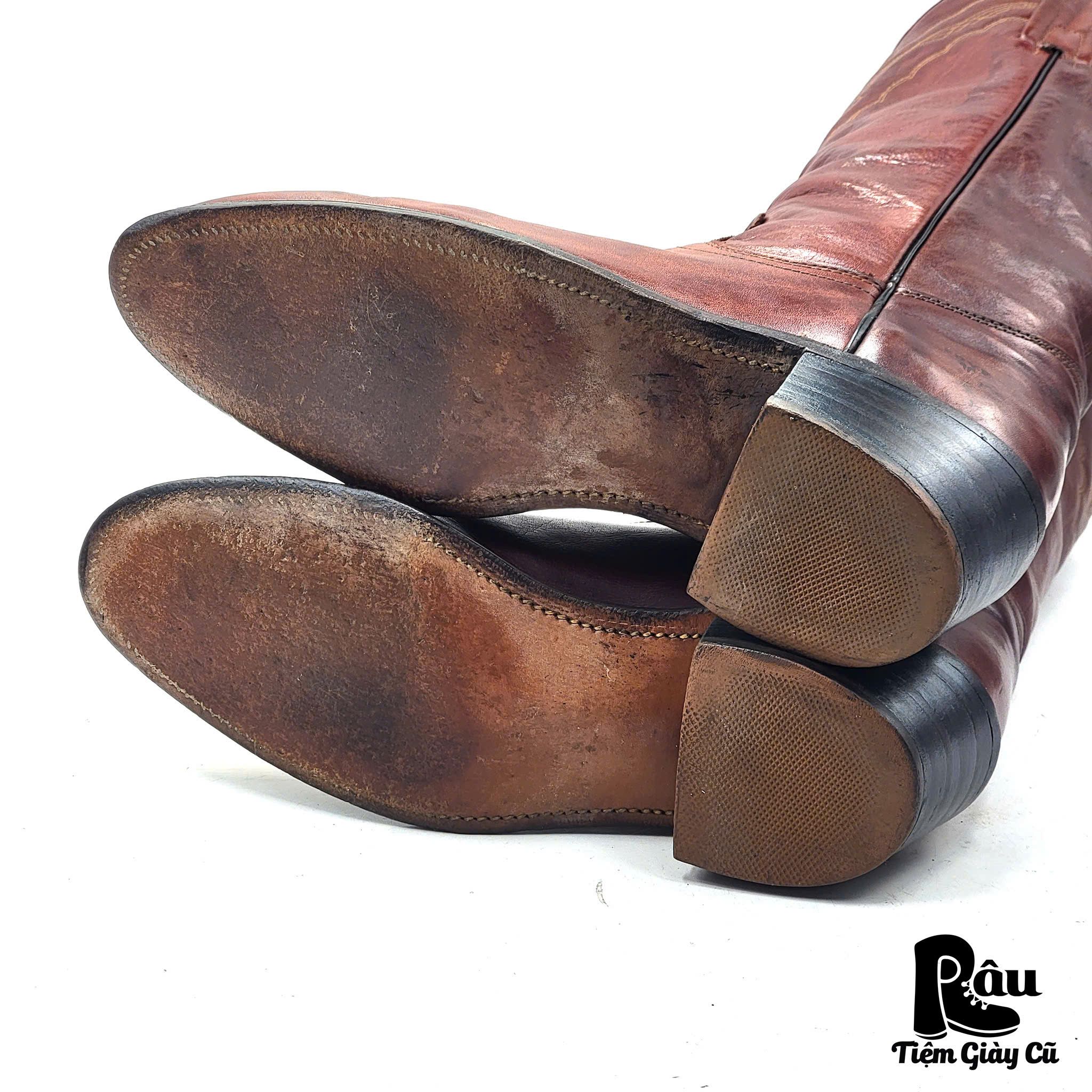  |SIZE 41| FRYE VINTAGE 3029 REDDISH BROWN EMBROIDERED COWBOY BOOT Z41-7136 