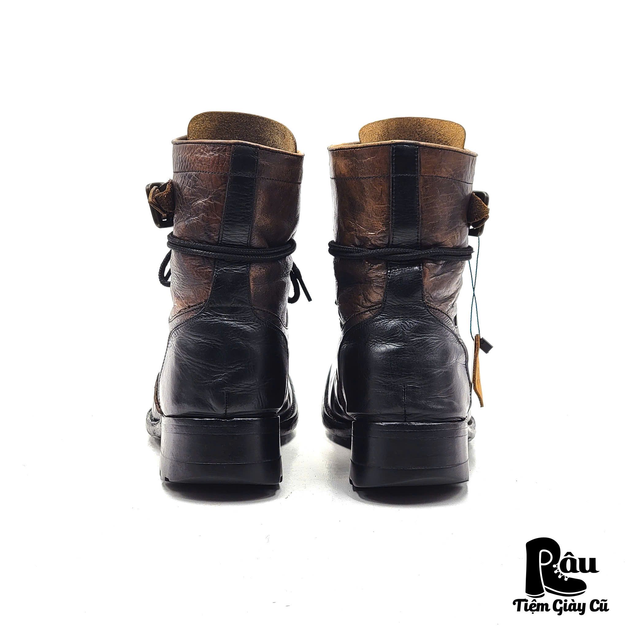  |SIZE 39| ALFREDO BANNISTER TWO-TONE DISTRESSED LACE-UP BOOT AT39-7342 