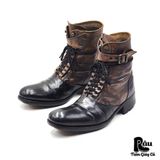  |SIZE 39| ALFREDO BANNISTER TWO-TONE DISTRESSED LACE-UP BOOT AT39-7342 