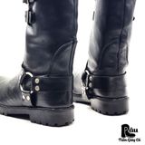  |SIZE 40| MODA DE ESPANA DOUBLE BUCKLE BLACK HARNESS BOOT AS40-7363 
