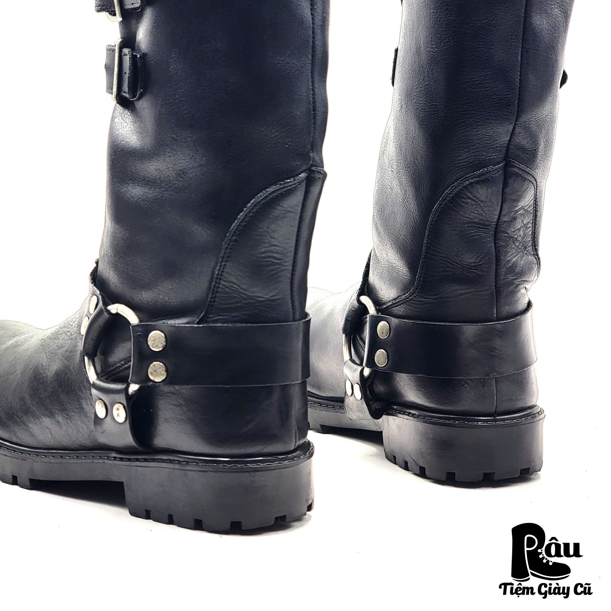  |SIZE 40| MODA DE ESPANA DOUBLE BUCKLE BLACK HARNESS BOOT AS40-7363 