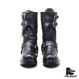  |SIZE 40| MODA DE ESPANA DOUBLE BUCKLE BLACK HARNESS BOOT AS40-7363 