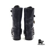  |SIZE 40| MODA DE ESPANA DOUBLE BUCKLE BLACK HARNESS BOOT AS40-7363 