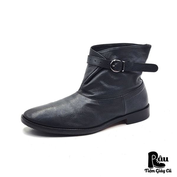  |SIZE 39| PADRONE BLACK SINGLE STRAP ANKLE DRESS BOOT Z39-7408 