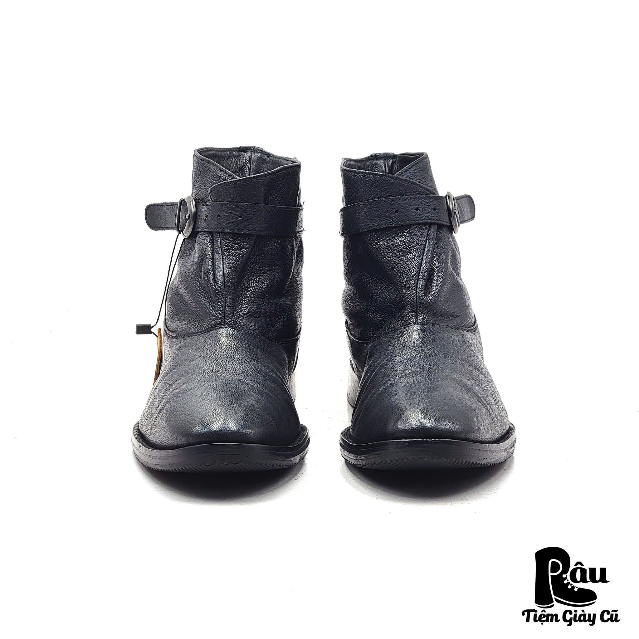  |SIZE 39| PADRONE BLACK SINGLE STRAP ANKLE DRESS BOOT Z39-7408 