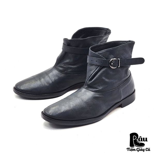  |SIZE 39| PADRONE BLACK SINGLE STRAP ANKLE DRESS BOOT Z39-7408 