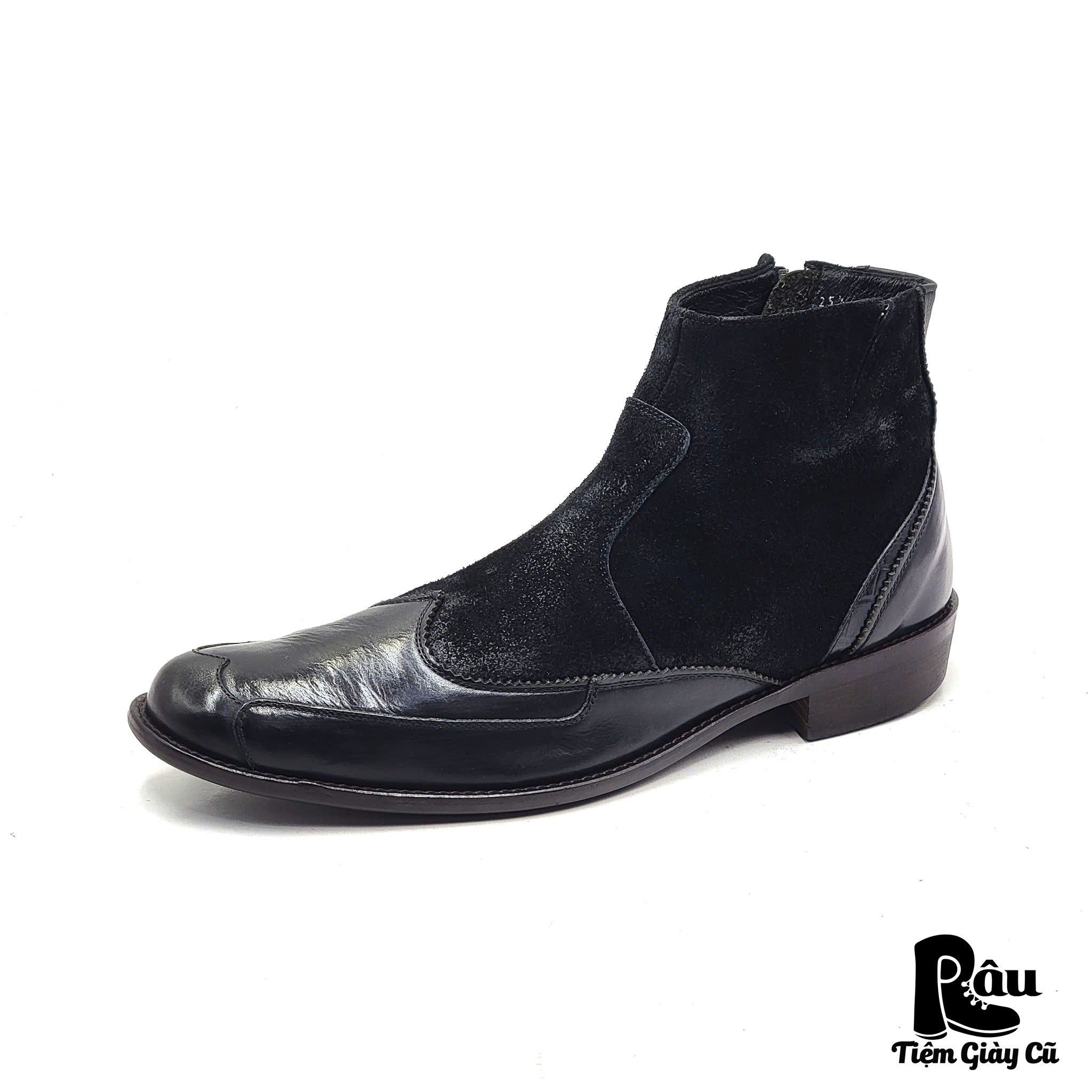  |SIZE 39| WHOOP DE DOO SUEDE & SMOOTH LEATHER SIDE-ZIP DRESS BOOT AV39-7409 