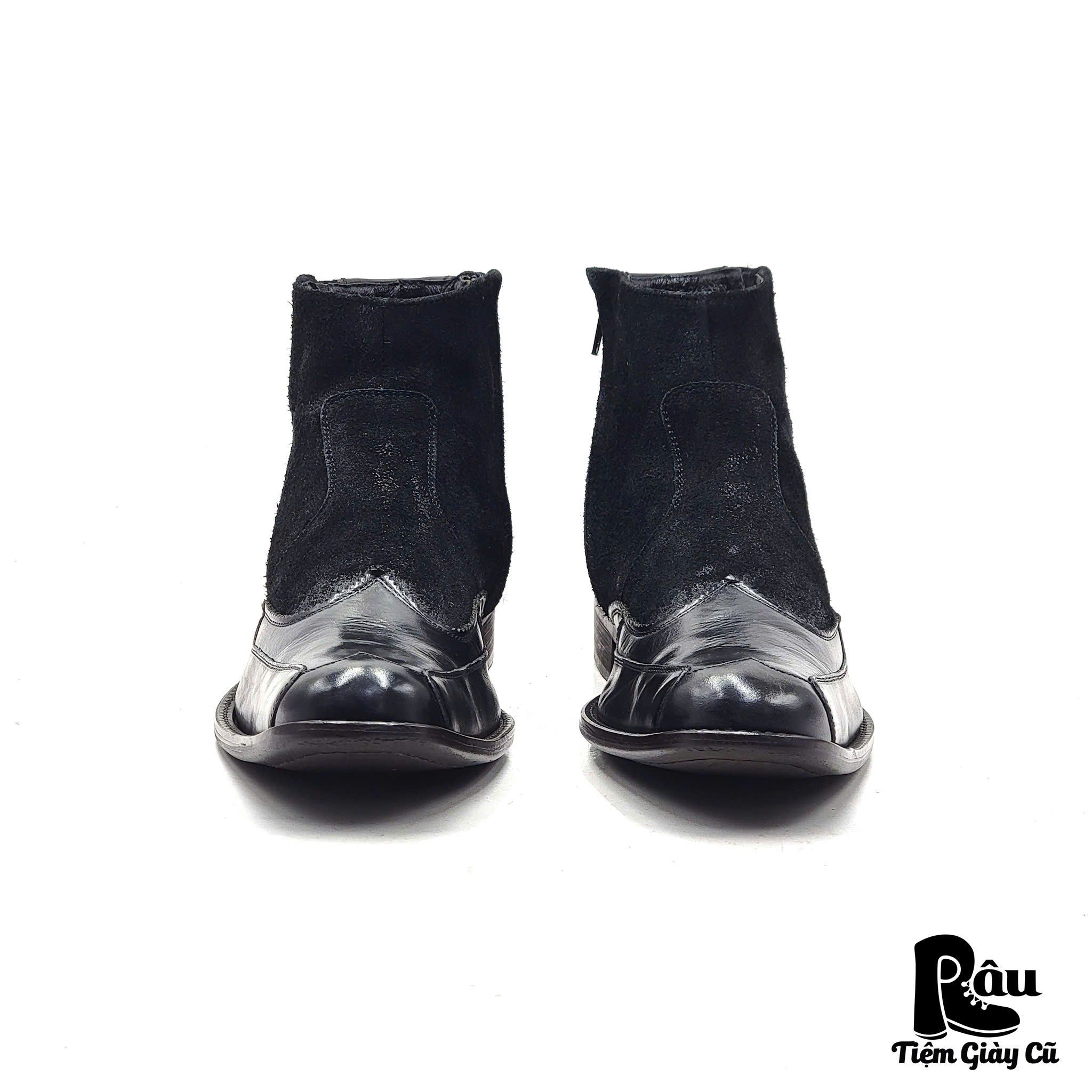  |SIZE 39| WHOOP DE DOO SUEDE & SMOOTH LEATHER SIDE-ZIP DRESS BOOT AV39-7409 