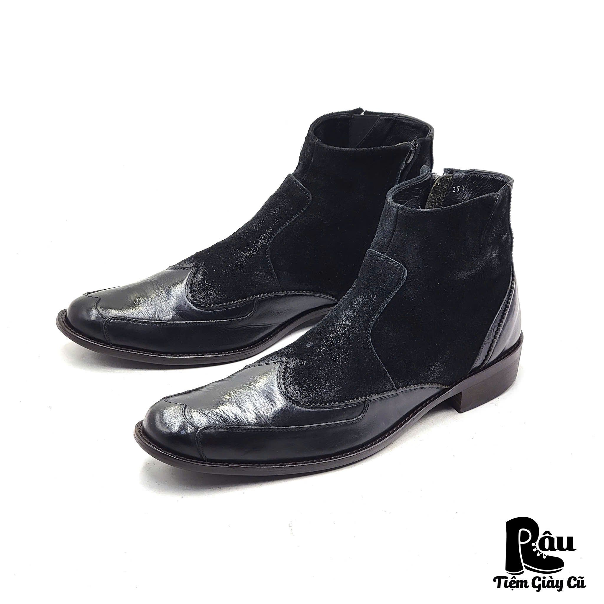  |SIZE 39| WHOOP DE DOO SUEDE & SMOOTH LEATHER SIDE-ZIP DRESS BOOT AV39-7409 