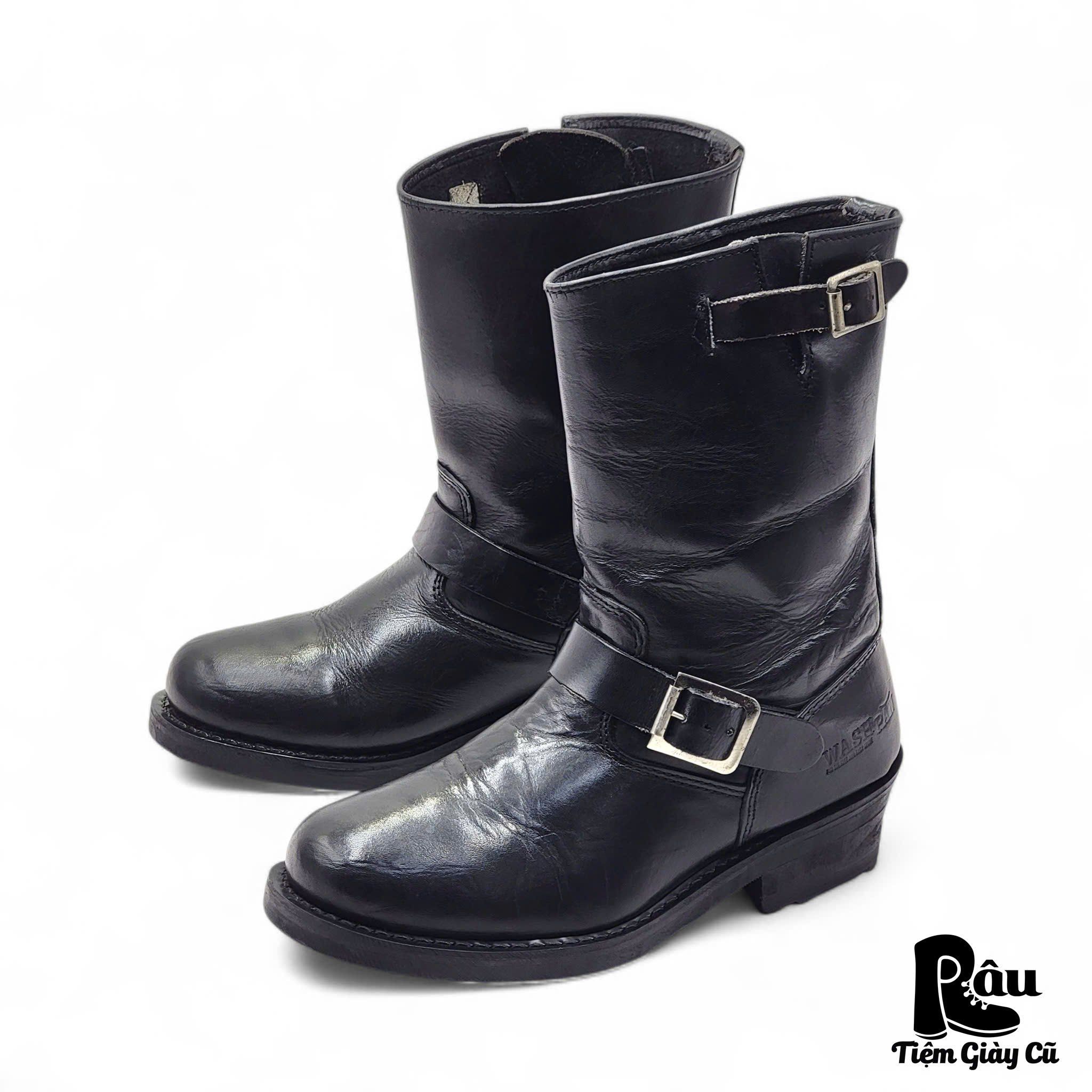  |SIZE 38.5| WASHPAN BLACK ENGINEER BOOT AS38.5-7419 