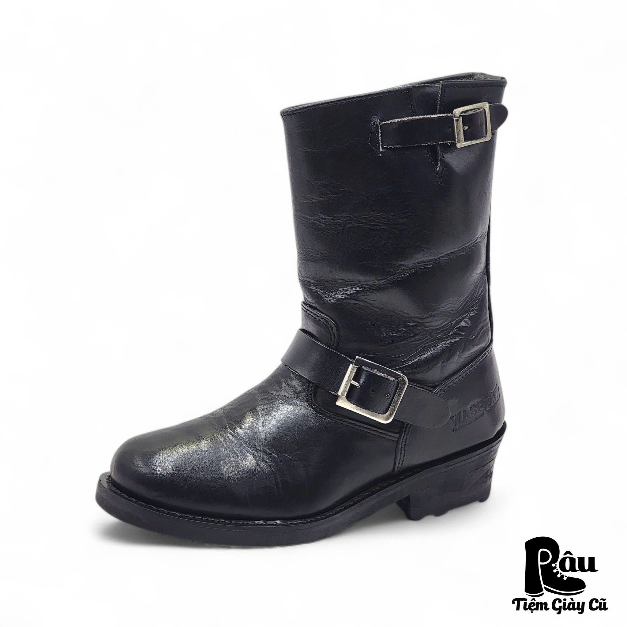  |SIZE 38.5| WASHPAN BLACK ENGINEER BOOT AS38.5-7419 