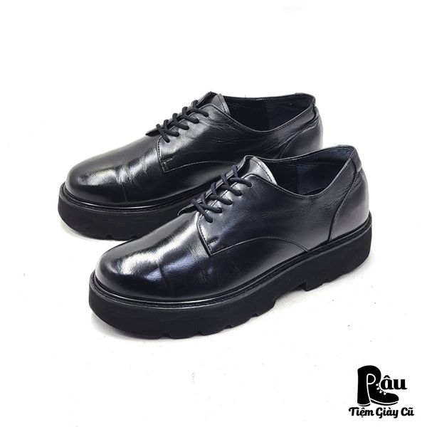  |SIZE 39| DAVID STONE BLACK CHUNKY DERBY SHOES Z39-7366 