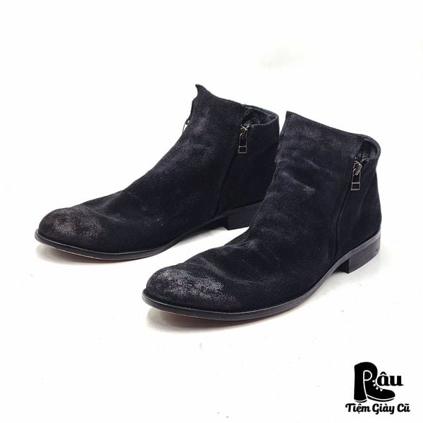  |SIZE 42| ARGIS 12112 DOUBLE SIDE-ZIP SUEDE DRAPE BOOT Z42-6782 