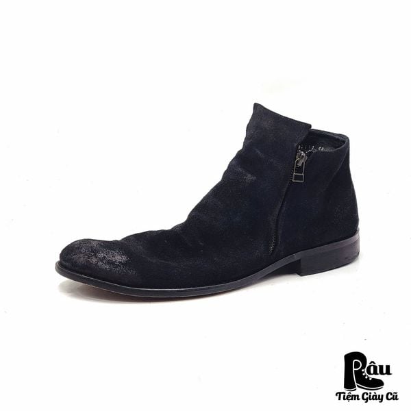  |SIZE 42| ARGIS 12112 DOUBLE SIDE-ZIP SUEDE DRAPE BOOT Z42-6782 