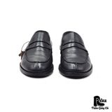  |SIZE 41| A.TESTONI BLACK SPLIT-TOE PENNY LOAFER Z41-7507 