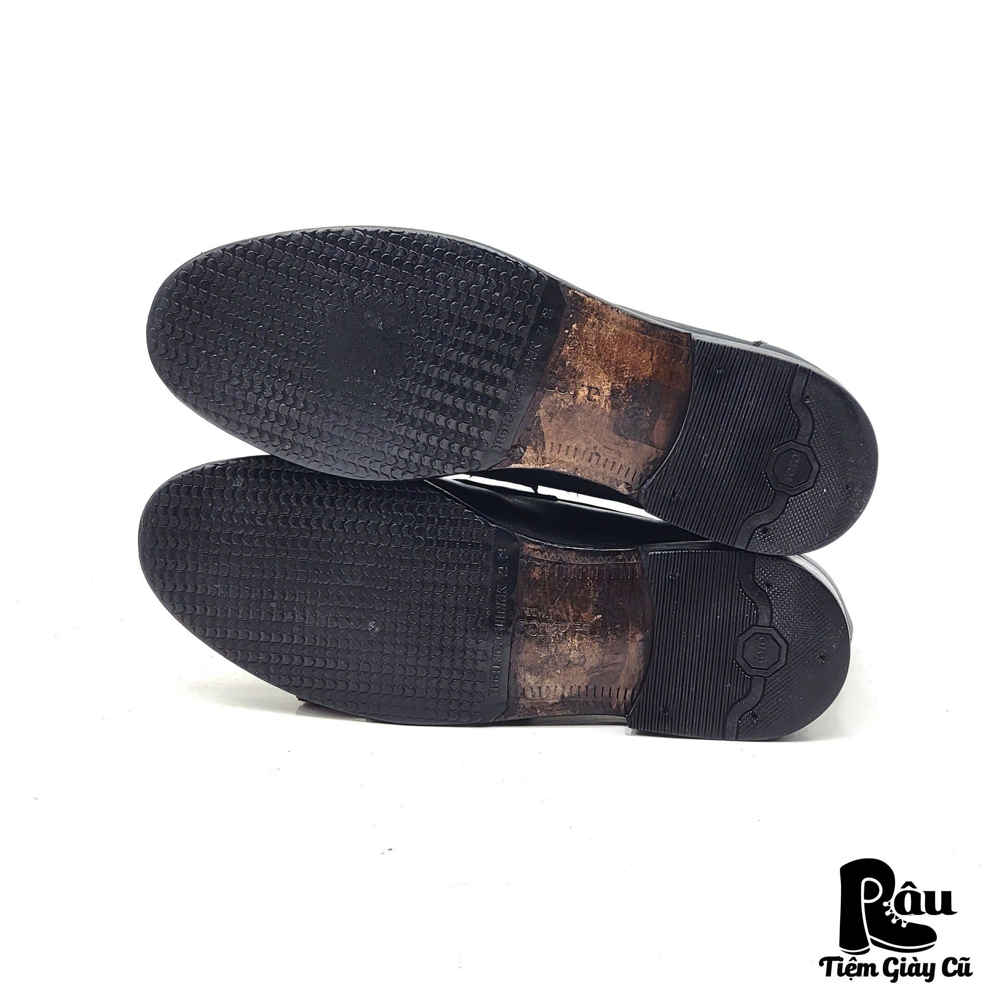  |SIZE 41| A.TESTONI BLACK SPLIT-TOE PENNY LOAFER Z41-7507 