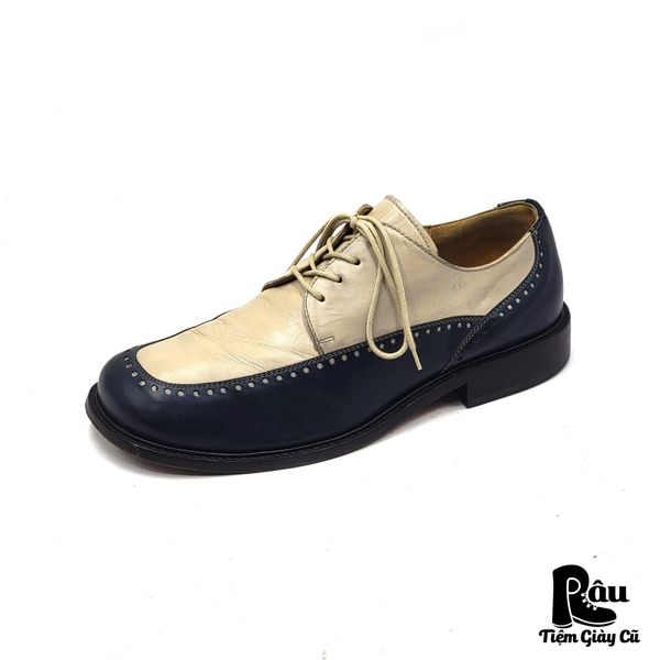  |SIZE 41| MANZ BEIGE NAVY SPECTATOR DERBY SHOES Z41-7514 