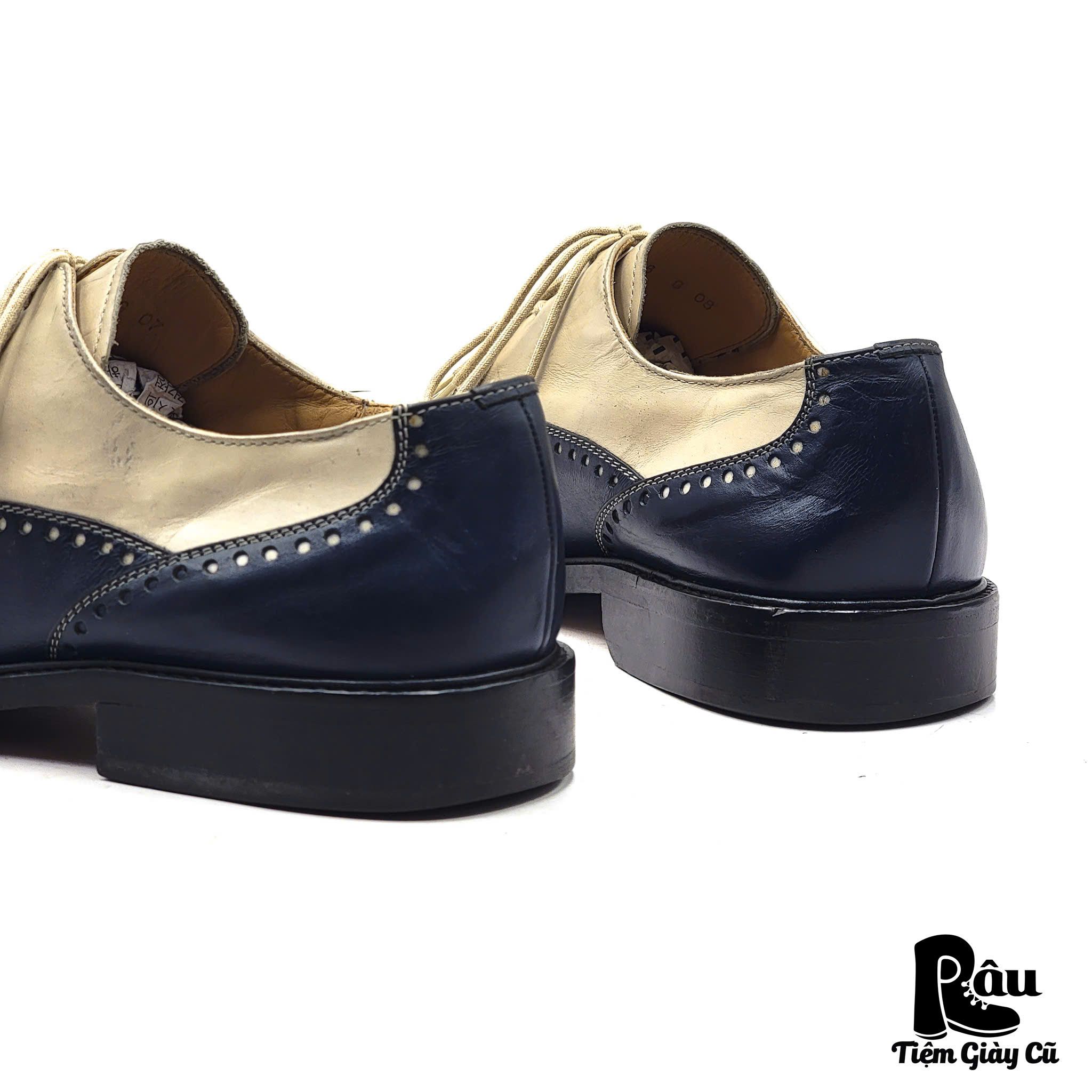  |SIZE 41| MANZ BEIGE NAVY SPECTATOR DERBY SHOES Z41-7514 