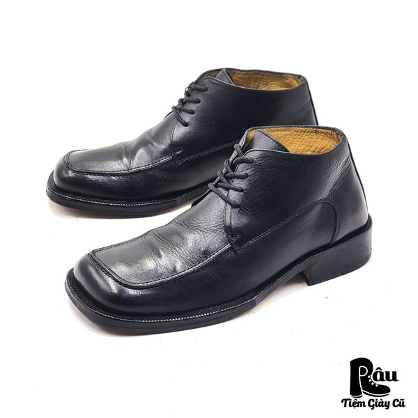  |SIZE 39| FERNANDO MELO BLACK SQUARE-TOE LACE-UP BOOT AT39-7500 