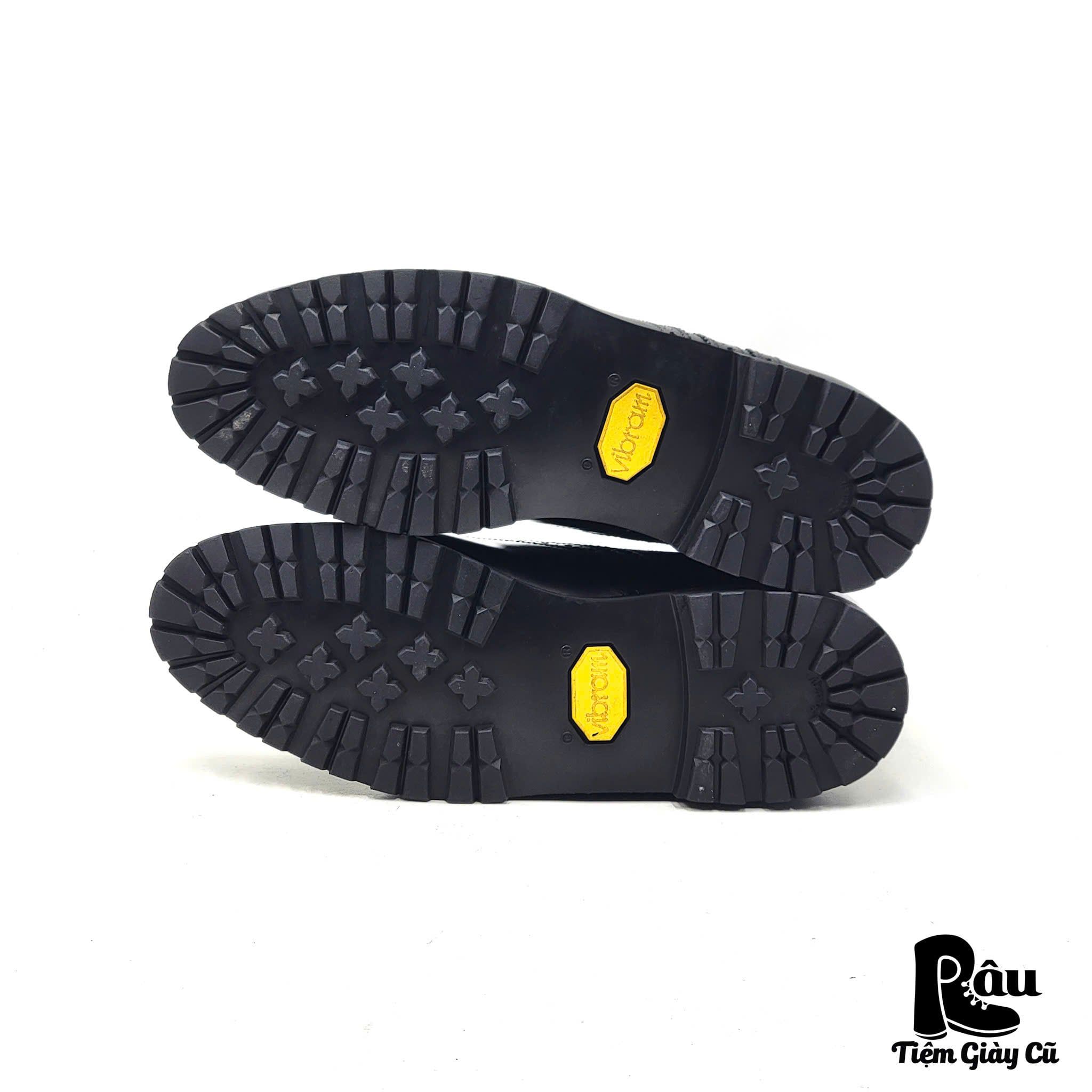  |SIZE 38.5| BERWICK 1707 2370 BLACK BROGUE WINGTIP LUG SOLE DERBY SHOES Z38.5-7528 