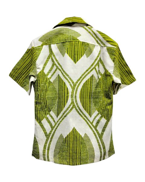  |SIZE M| BINDU GREEN ABSTRACT PRINTED HAWAIIAN BUTTON UP SHIRT AOM-7579 