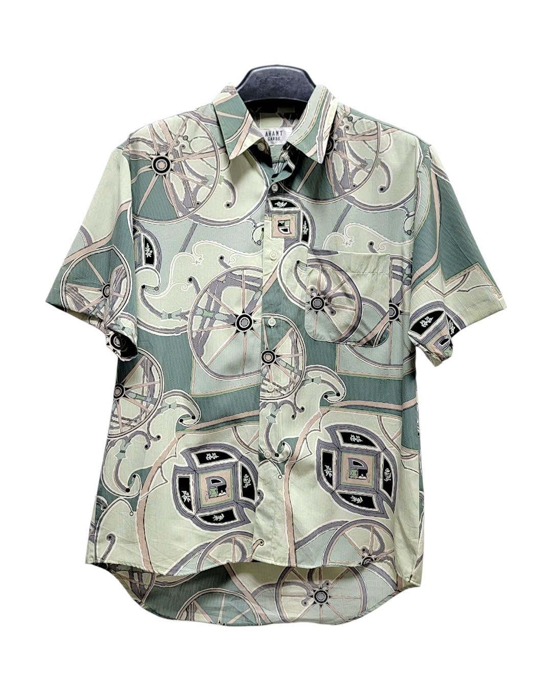  SIZE L| AVANT GRADE ABTRACT PRINTED HAWAIIAN BUTTON UP SHIRT AOL-7581 