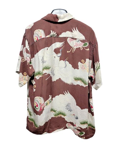  |SIZE XL| KULA BY ETERNAL JAPANESE ORIENTAL CRANE SILK HAWAIIAN BUTTON UP SHIRT AOXL-7582 