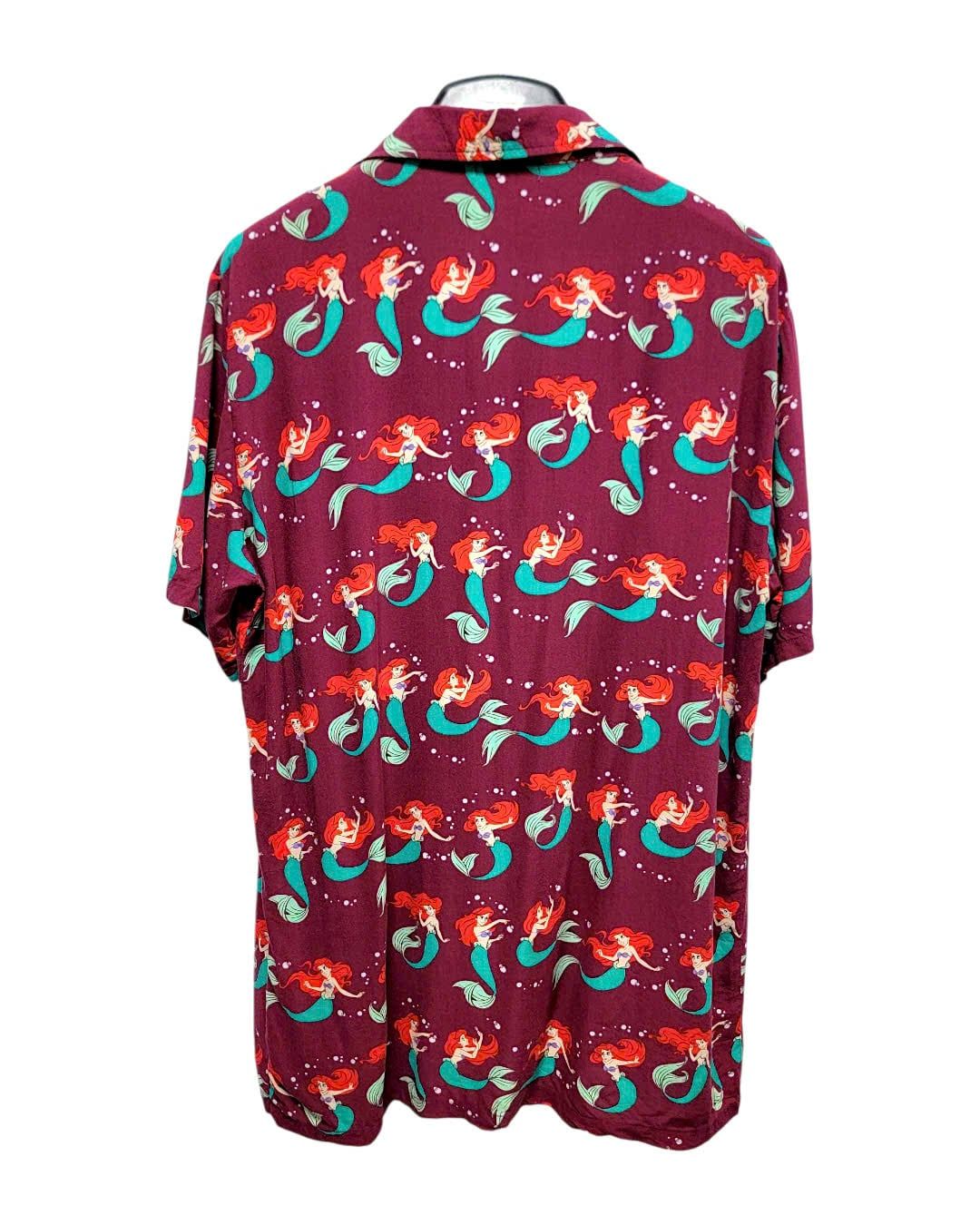  |SIZE L| TOKYO DISNEY RESORT LITTLE MERMAID ARIEL RAYON HAWAIIAN BUTTON UP SHIRT AOL-7584 