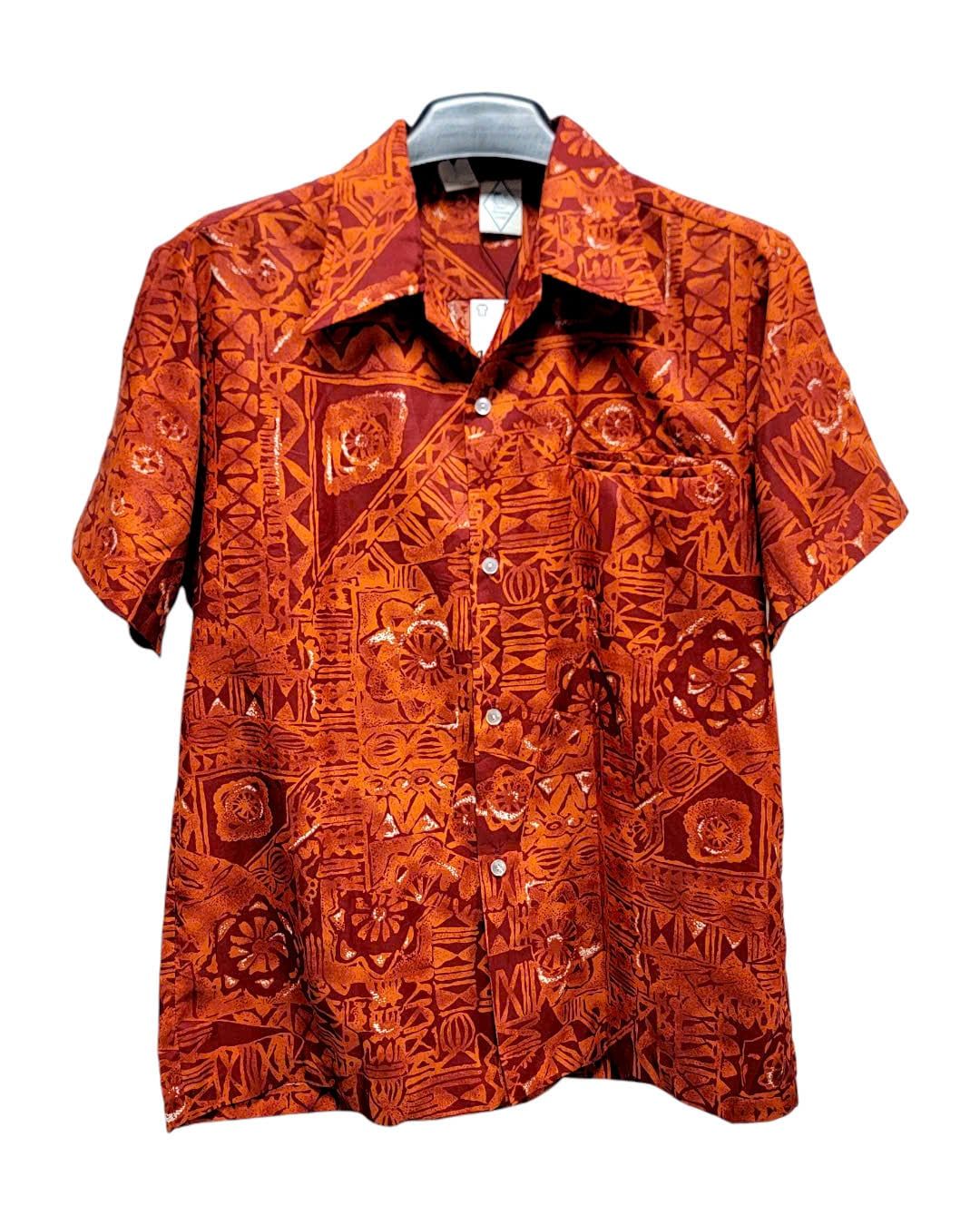  |SIZE M| CLEAR HORIZONS HAWAII TRIBAL PRINTED HAWAIIAN BUTTON UP SHIRT AOM-7590 