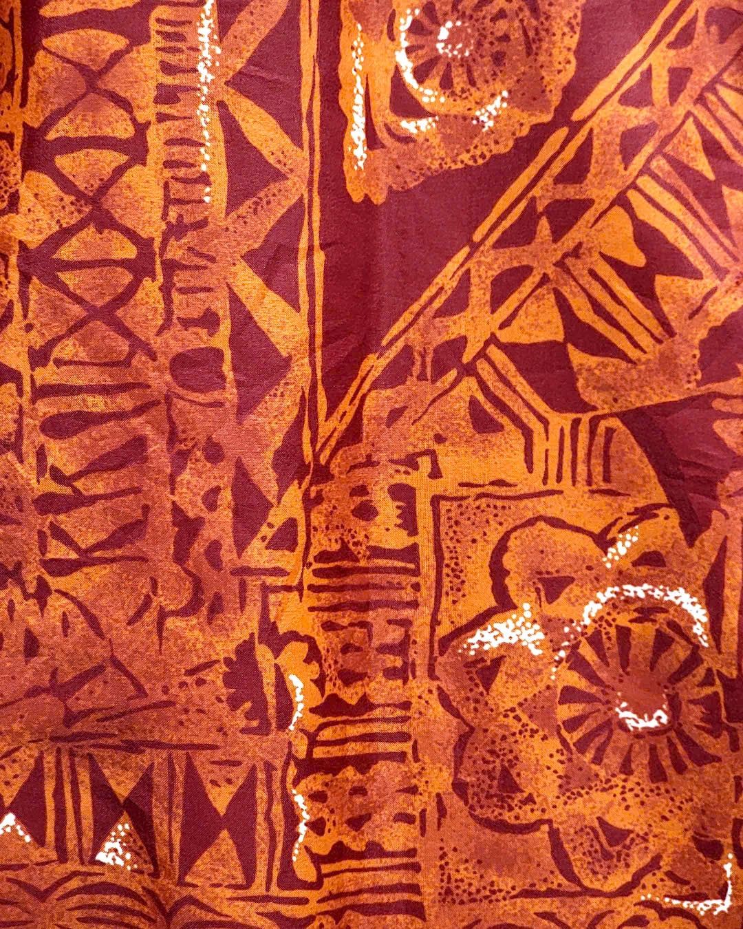  |SIZE M| CLEAR HORIZONS HAWAII TRIBAL PRINTED HAWAIIAN BUTTON UP SHIRT AOM-7590 