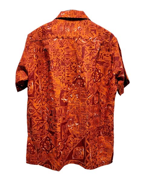  |SIZE M| CLEAR HORIZONS HAWAII TRIBAL PRINTED HAWAIIAN BUTTON UP SHIRT AOM-7590 