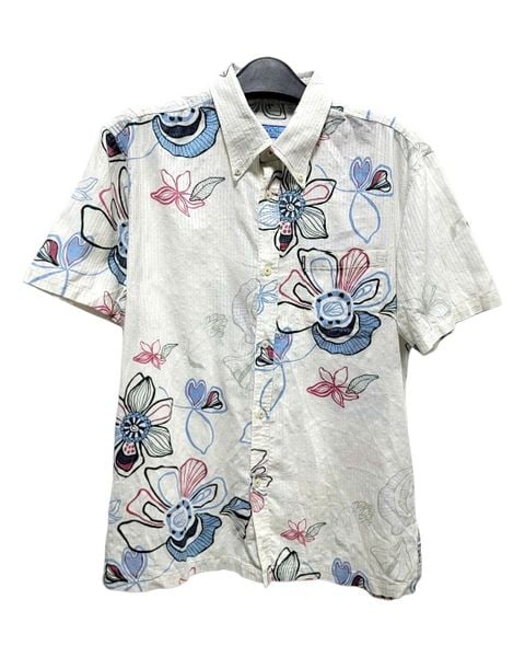  |SIZE L| MAJUN OCEAN BLUE KARIYUSHI BUTTON DOWN SHIRT AOL-7537 