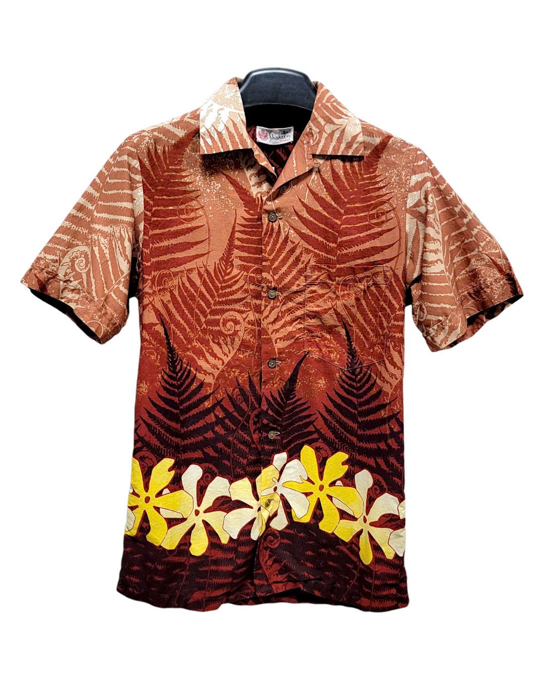  |SIZE S| ALFRED SHAHEEN VINTAGE 60S PLUMERIA HAWAIIAN SHIRT AOS-5448 
