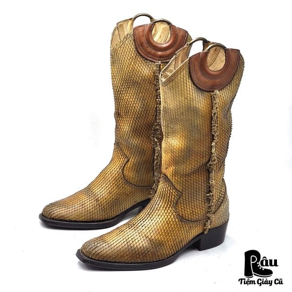  |SIZE 37.5| AREA FORTE ITALIAN SNAKE EMBOSSED COWBOY BOOT Z37.5-7601 