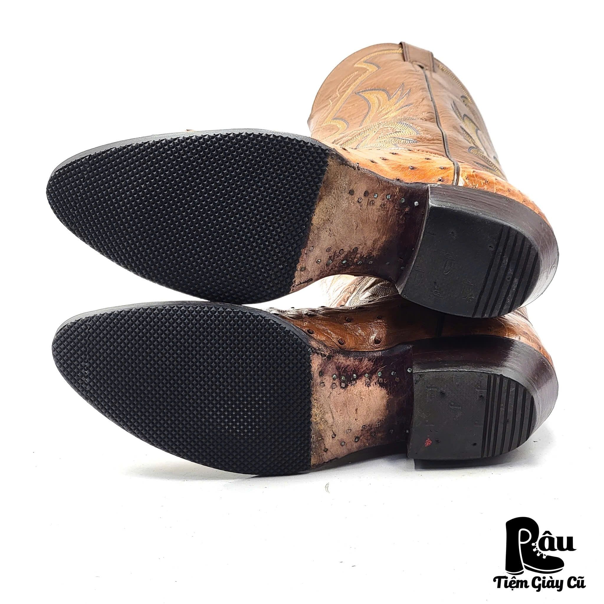  |SIZE 44.5| JUSTIN 8925 COGNAC FULL QUILL OSTRICH COWBOY BOOT AM44.5-7600 