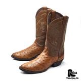 |SIZE 44.5| JUSTIN 8925 COGNAC FULL QUILL OSTRICH COWBOY BOOT AM44.5-7600 
