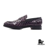  |SIZE 39| SPERONI HANDMADE DARK AMETHYST CROCODILE EMBOSSED PENNY LOAFER AW39-7605 