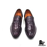 |SIZE 39| SPERONI HANDMADE DARK AMETHYST CROCODILE EMBOSSED PENNY LOAFER AW39-7605 