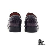  |SIZE 39| SPERONI HANDMADE DARK AMETHYST CROCODILE EMBOSSED PENNY LOAFER AW39-7605 