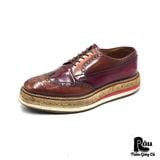  |SIZE 42| PRADA 2EG 015 TWO-TONE WINGTIP PLATFORM LACE UP SHOES KG42-7622 