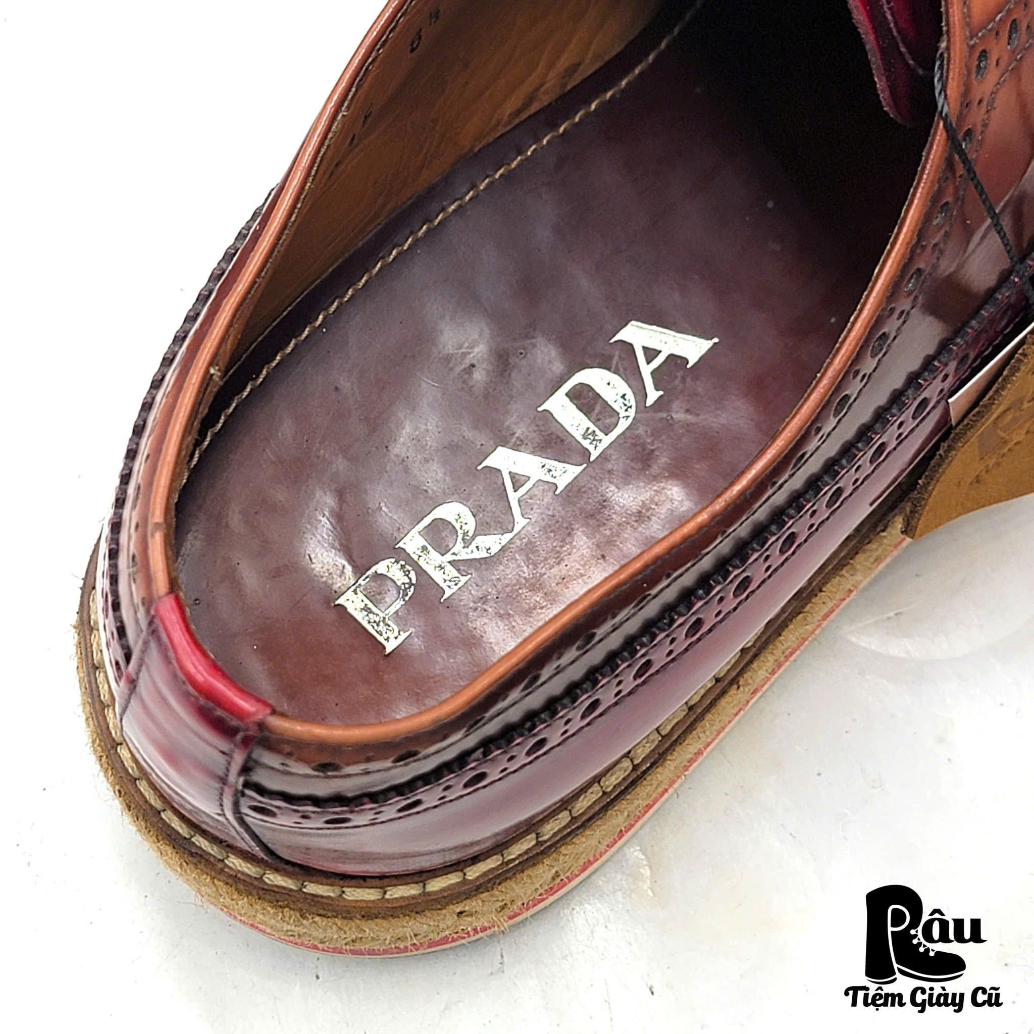  |SIZE 42| PRADA 2EG 015 TWO-TONE WINGTIP PLATFORM LACE UP SHOES KG42-7622 