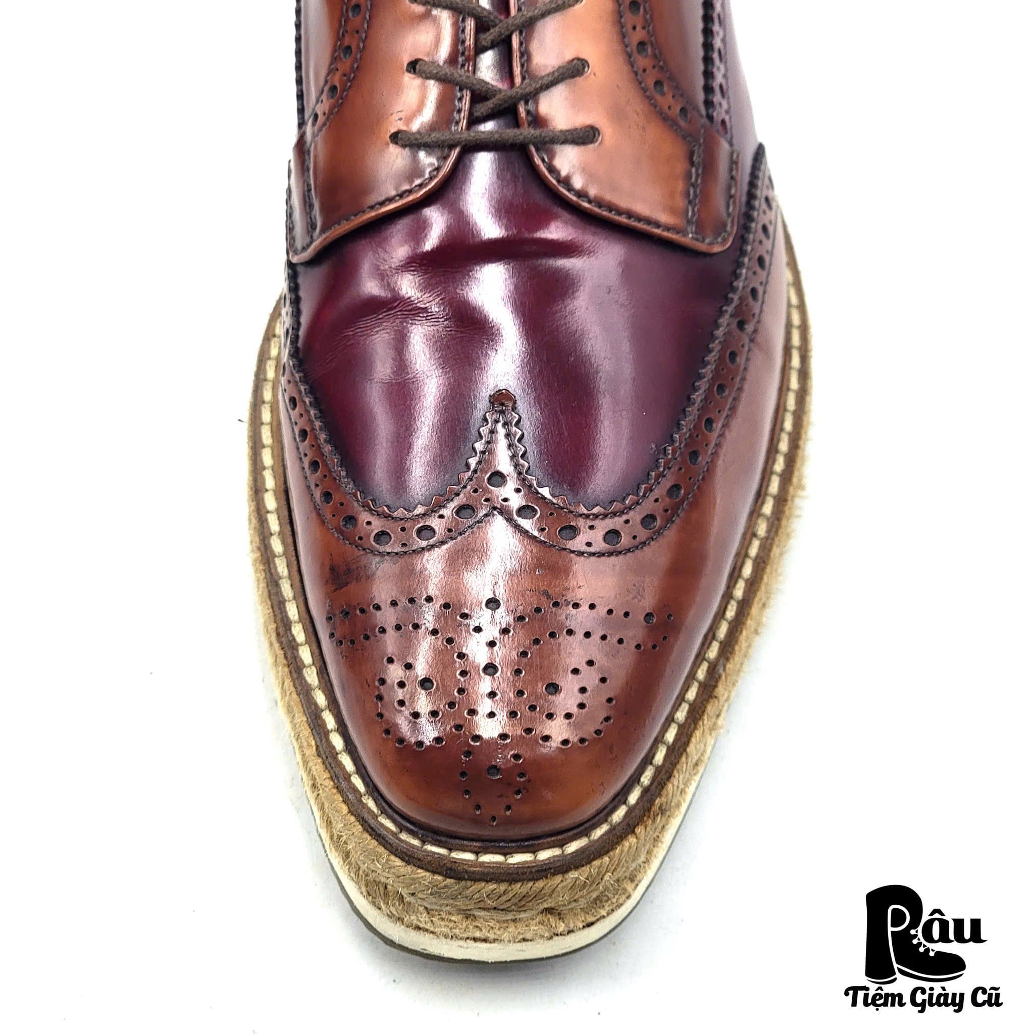  |SIZE 42| PRADA 2EG 015 TWO-TONE WINGTIP PLATFORM LACE UP SHOES KG42-7622 