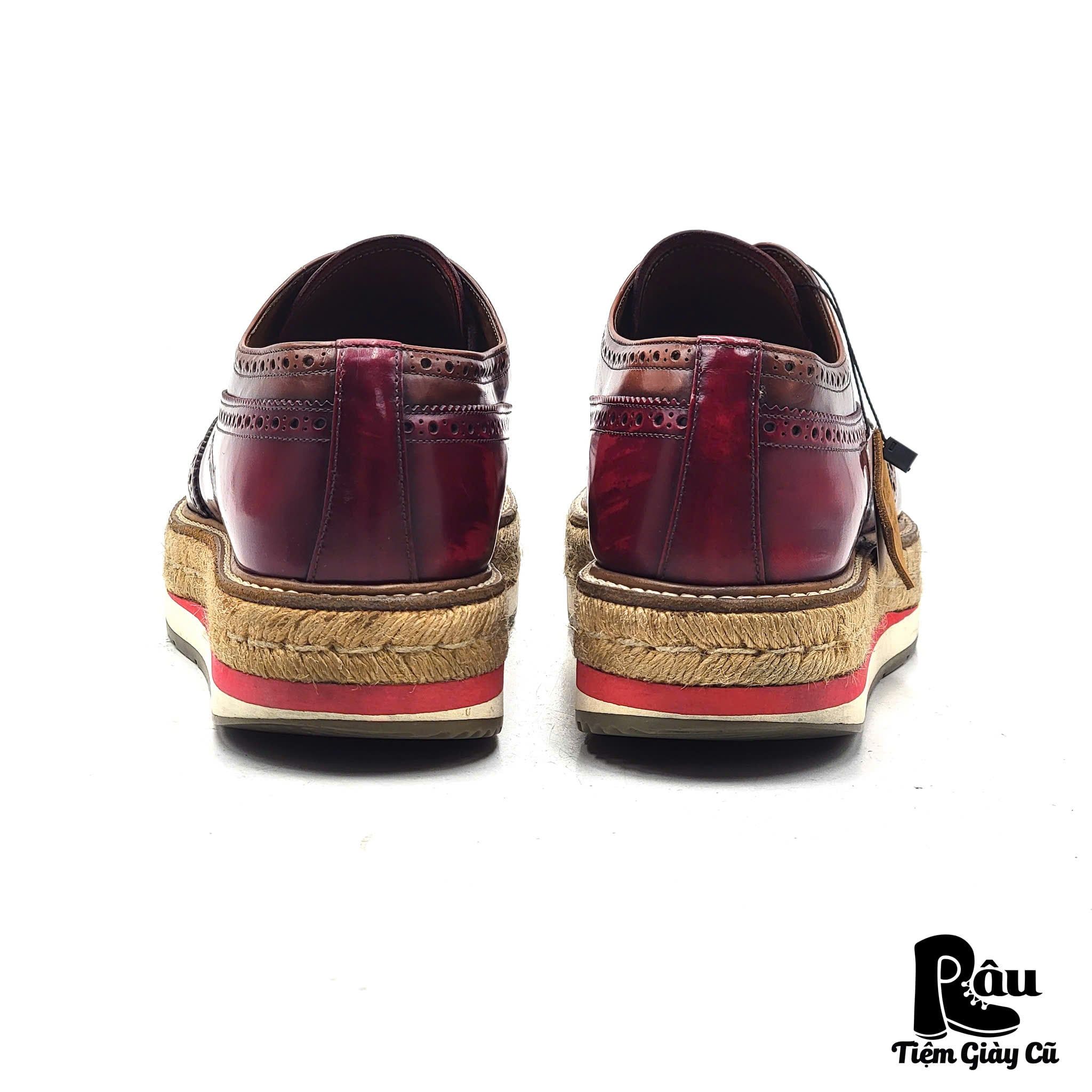  |SIZE 42| PRADA 2EG 015 TWO-TONE WINGTIP PLATFORM LACE UP SHOES KG42-7622 