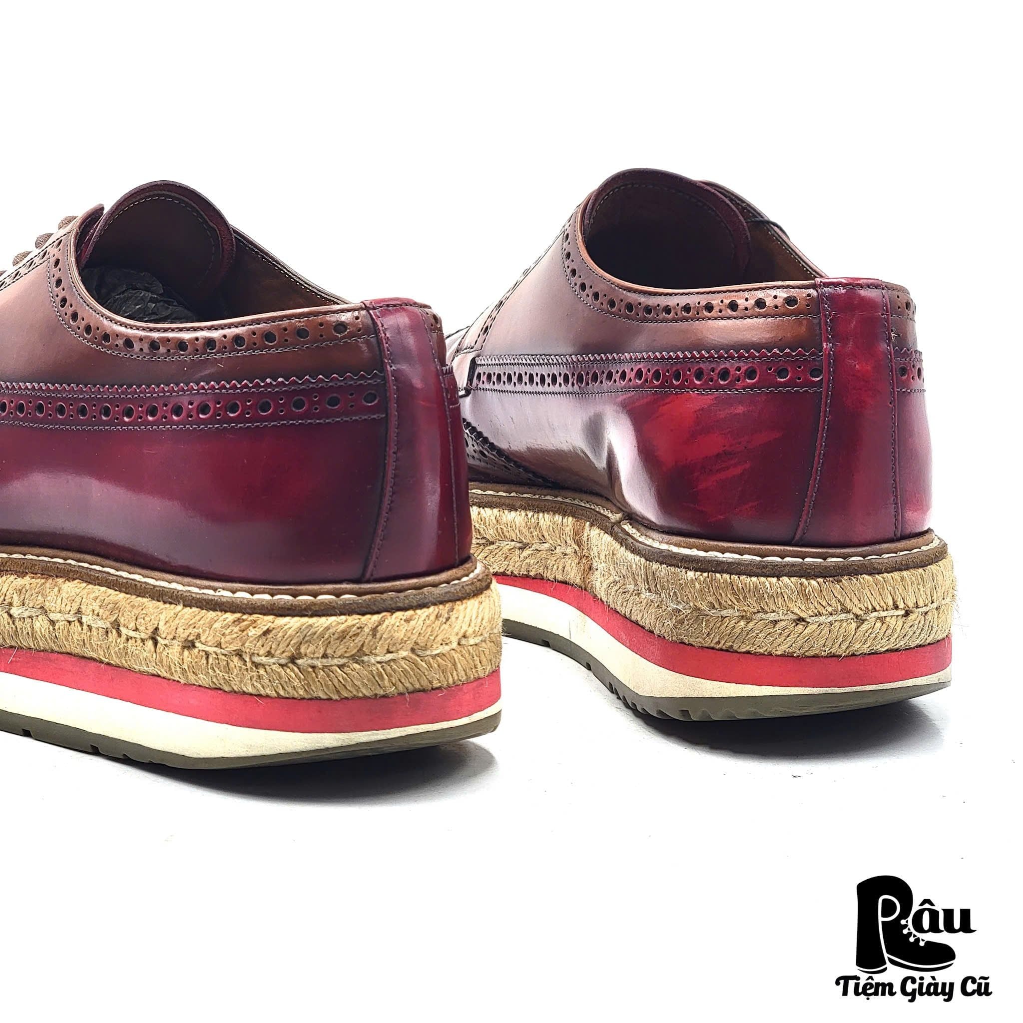  |SIZE 42| PRADA 2EG 015 TWO-TONE WINGTIP PLATFORM LACE UP SHOES KG42-7622 