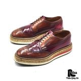  |SIZE 42| PRADA 2EG 015 TWO-TONE WINGTIP PLATFORM LACE UP SHOES KG42-7622 