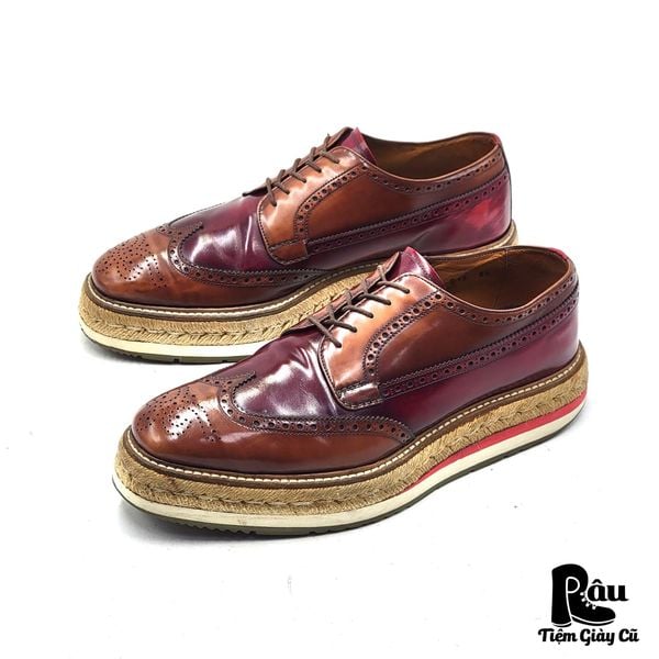  |SIZE 42| PRADA 2EG 015 TWO-TONE WINGTIP PLATFORM LACE UP SHOES KG42-7622 