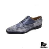  |SIZE 43| GIORGIO 1958 PLATINUM MTO BLUE SUEDE WINGTIP BROGUE OXFORD SHOES AW43-7625 