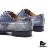 |SIZE 43| GIORGIO 1958 PLATINUM MTO BLUE SUEDE WINGTIP BROGUE OXFORD SHOES AW43-7625 