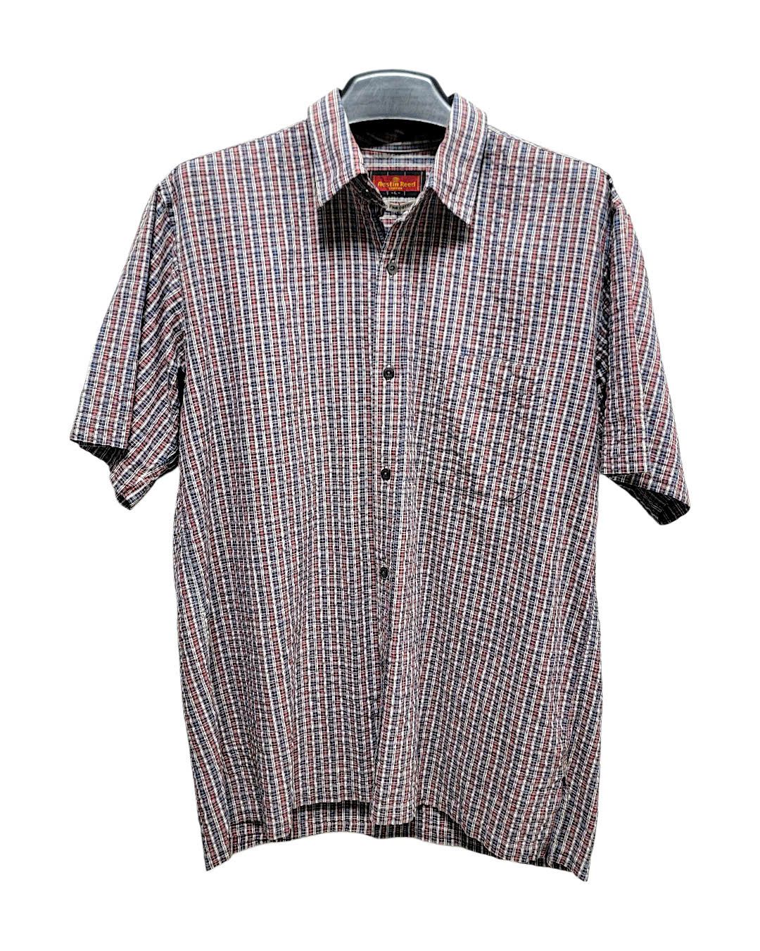  |SIZE XL| AUSTIN REED STRIPED POCKET BUTTON UP SHORT SLEEVE SHIRT AOXL-7474 