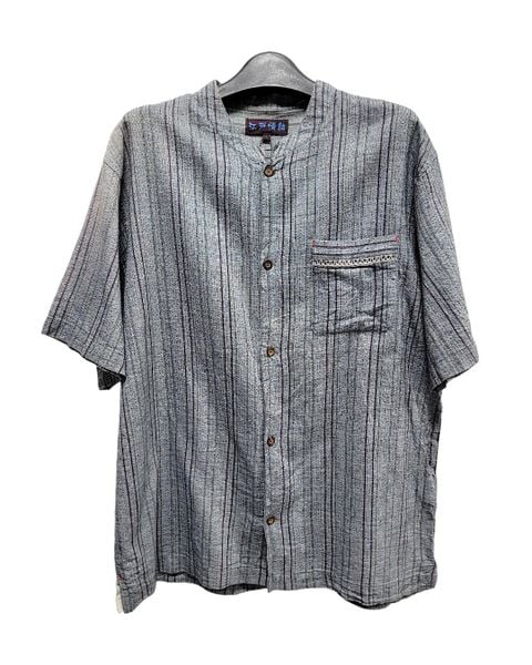  |SIZE L| POCKET STRIPED BUTTON UP SHORT SLEEVE SHIRT AOL-7478 